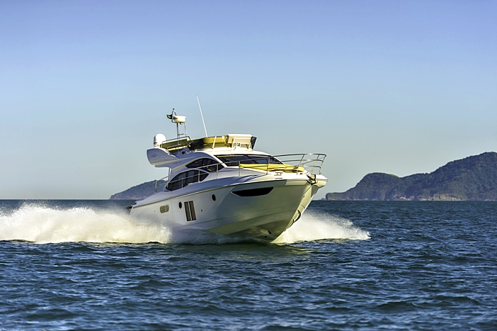 O Azimut 42 também produzida unicamente no Brasil para todo o mercado internacional é mais uma embarcação confirmada para o salão náutico norte-americano de 3 a 7 de novembro. Créditos: Alberto Sodré