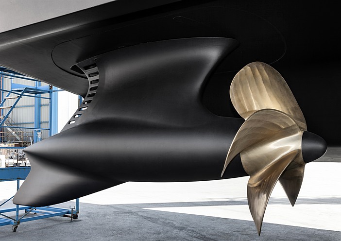 Grupo Azimut – Benetti foi premiado pelo inovador sistema de hélices de fibra de carbono, Azipull Carbon 65 (AZP C65), desenvolvido pelo Grupo em colaboração com a Rolls Royce. Créditos: Divulgação