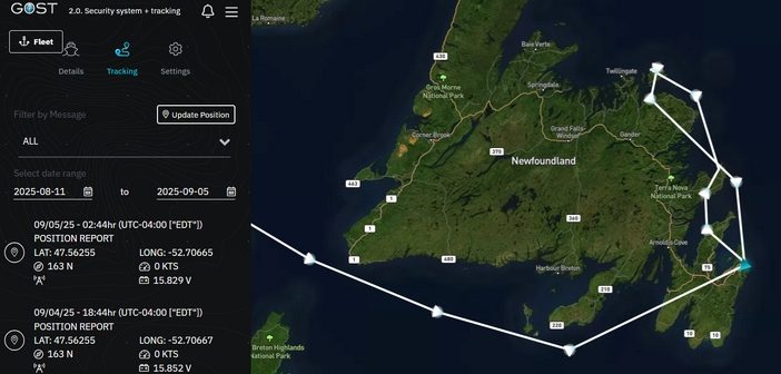 GOST Nav-Tracker instrumental na recuperação de tender de iate de luxo separado durante reboque